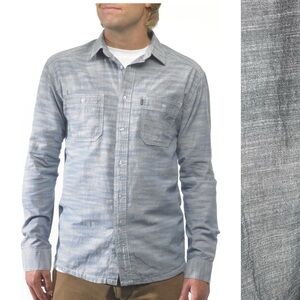 Kavu Shirt Mens L Charlestown Chambray Heather Long Sleeve Shirt 100% Cotton